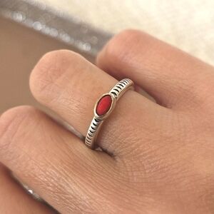 American West Sterling Red Coral Ring